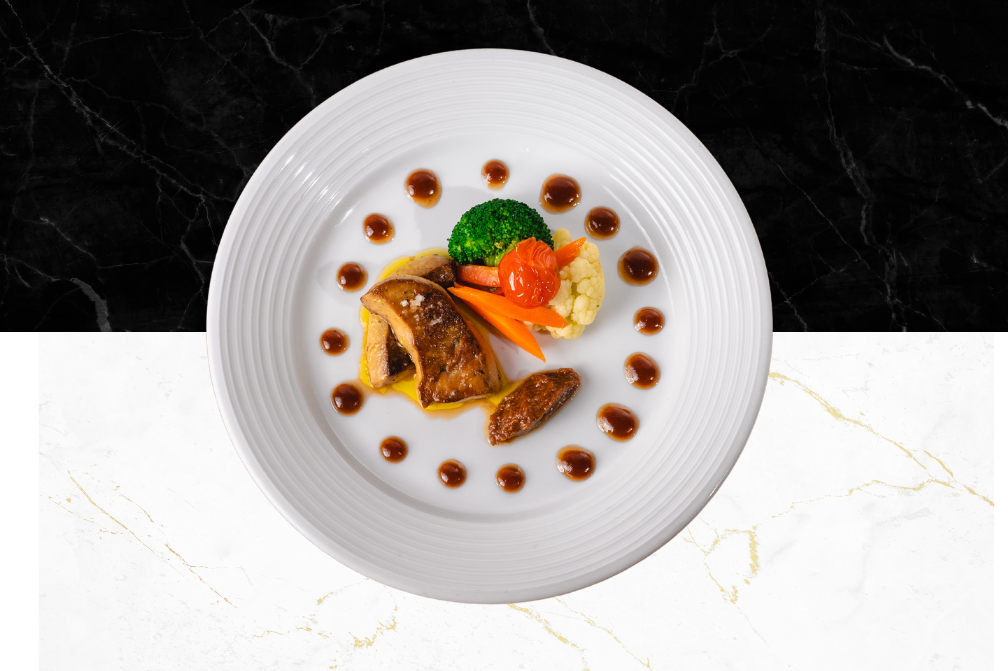 Le V Restaurant Patong Seaview French Restaurant in Patong, Phuket 83150 Thailand Pan Fried Foie Gras, Fruit Chuteney With Xeres Vinegar